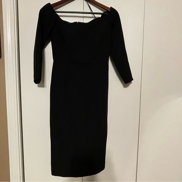 NWT Tuckernuck Black Off the Shoulder Alva Midi Sheath Dress Size 4 Formal Chic - Picture 8 of 12